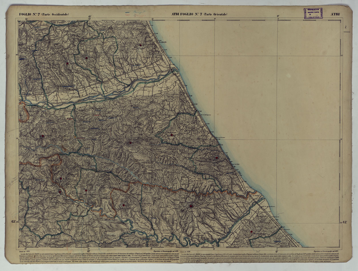 (N:17846) CARTA D'ITALIA - FOGLIO 7 ATRI.
 (CA008545) Carte e stampe antiche: riproduzione a colori su carta (formato A1)