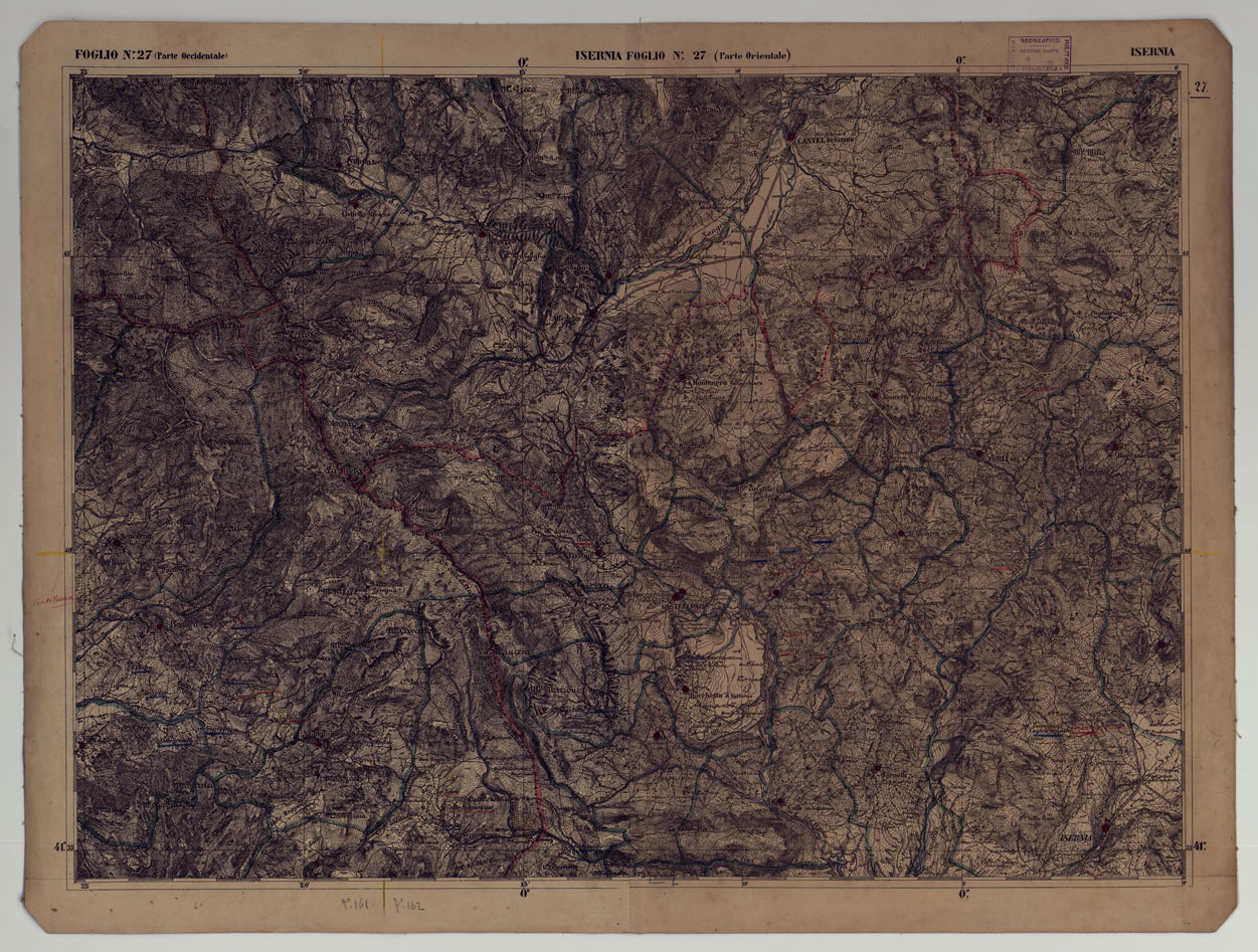 (N:17866) CARTA D'ITALIA - FOGLIO 27 ISERNIA. (CA008565) Carte e stampe antiche: riproduzione a colori su carta (formato A1)