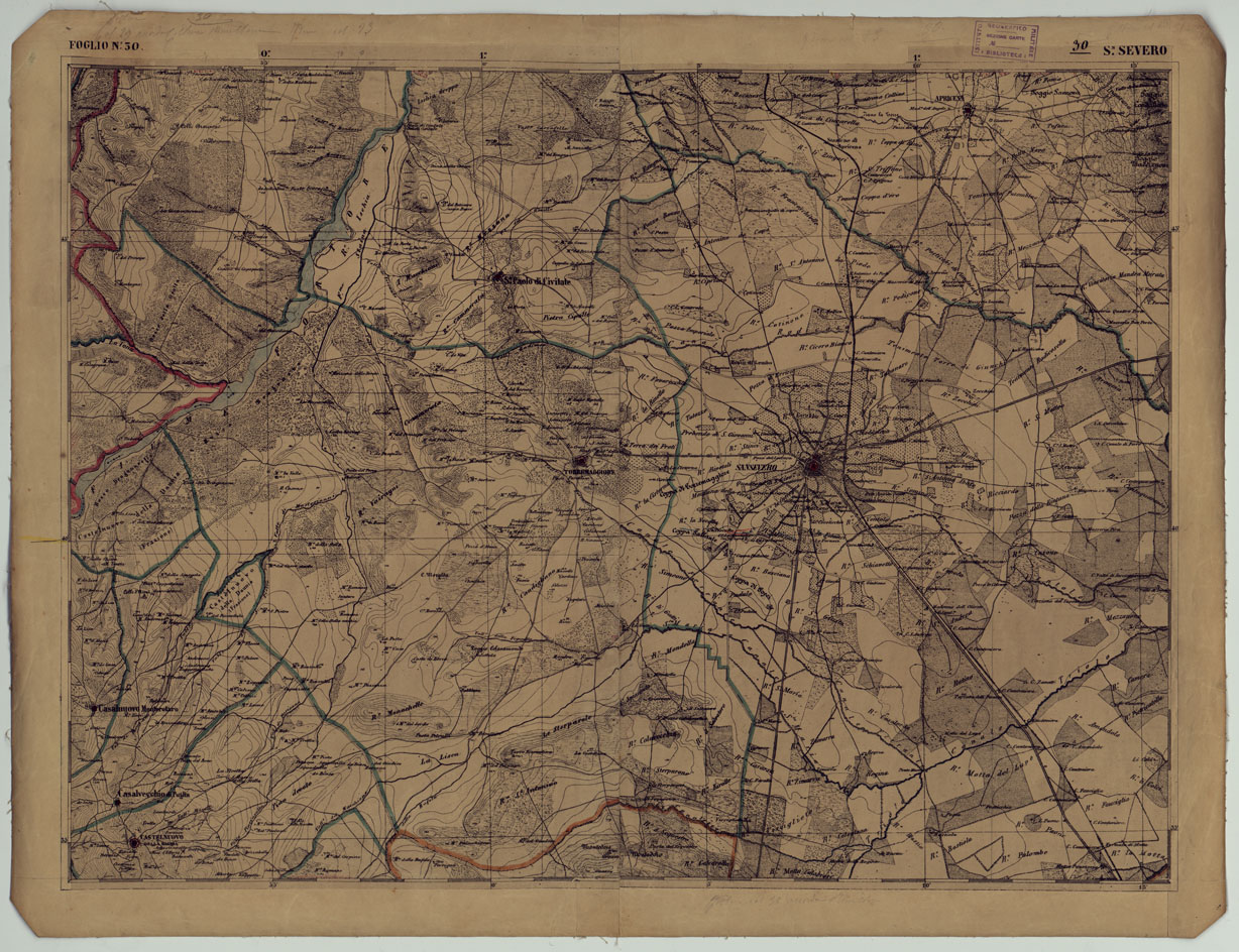 (N:17870) CARTA D'ITALIA - FOGLIO 30 S. SEVERO.
 (CA008568) Carte e stampe antiche: riproduzione a colori su carta (formato A1)