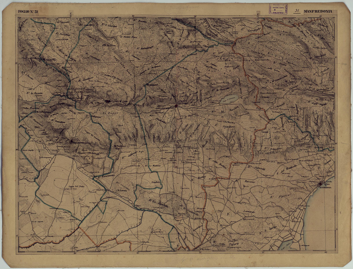 (N:12864) CARTA D'ITALIA - FOGLIO 31 MANFREDONIA.
 (CA008569) Carte e stampe antiche: riproduzione a colori su carta (formato A1)