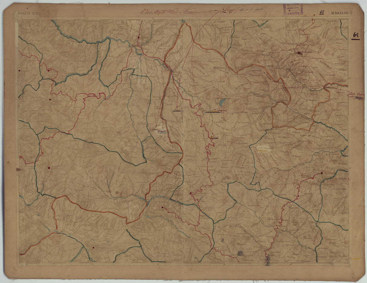 (N:17902) CARTA D'ITALIA - FOGLIO 65 AVIGLIANO.
 (CA008603) Carte e stampe antiche: riproduzione a colori su carta (formato A1)