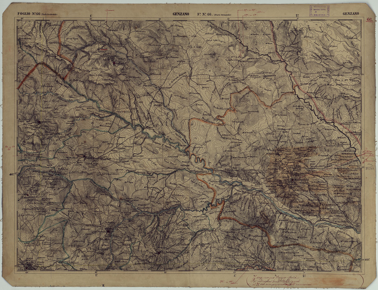 (N:17903) CARTA D'ITALIA - FOGLIO 66 GENZANO. (CA008604) Carte e stampe antiche: riproduzione a colori su carta (formato A1)