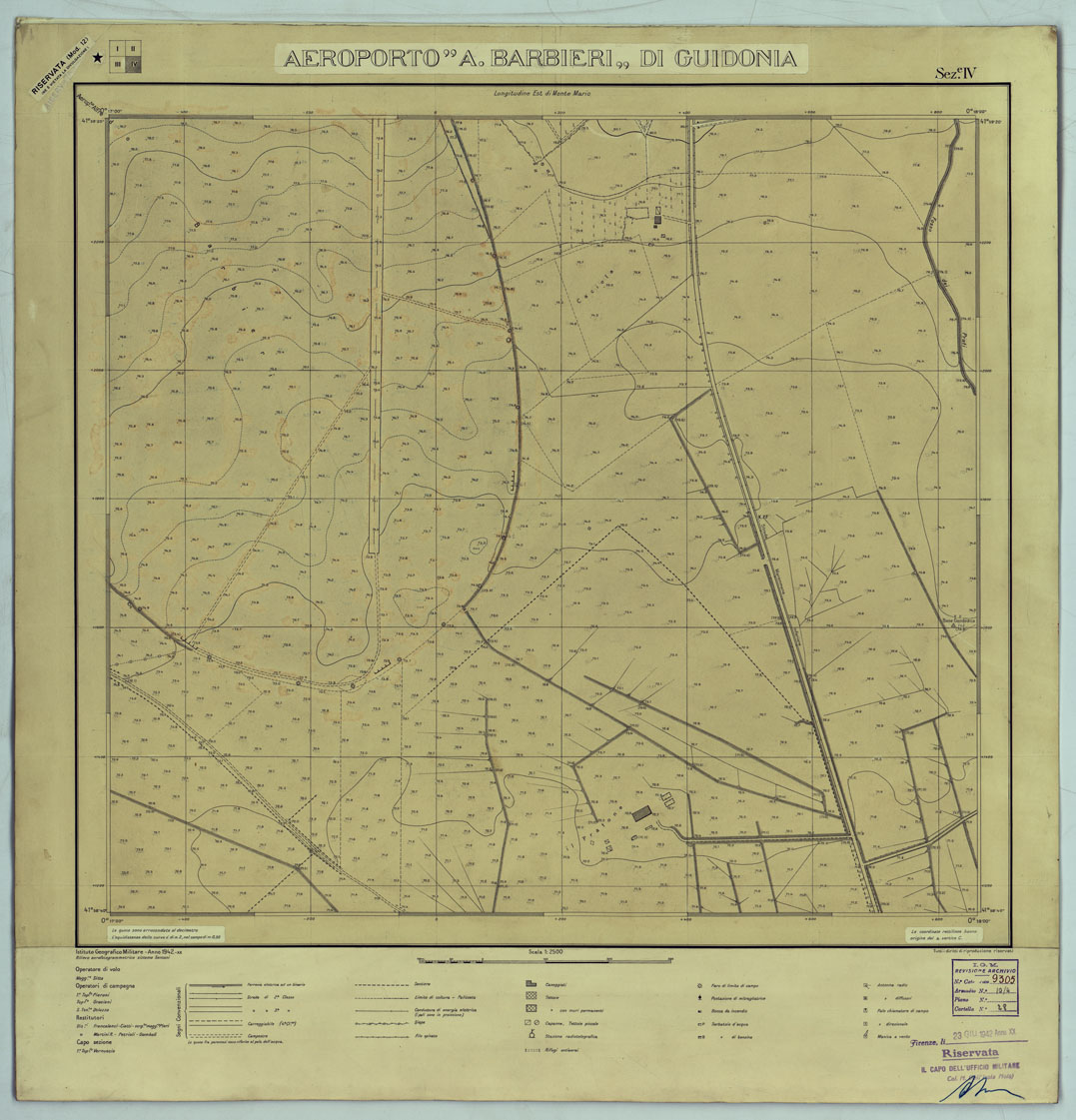 (N:25511) AEREOPORTO A. BARBIERI DI GUIDONIA - SEZIONE IV. (CA008673) Carte e stampe antiche: riproduzione a colori su carta (formato A1)