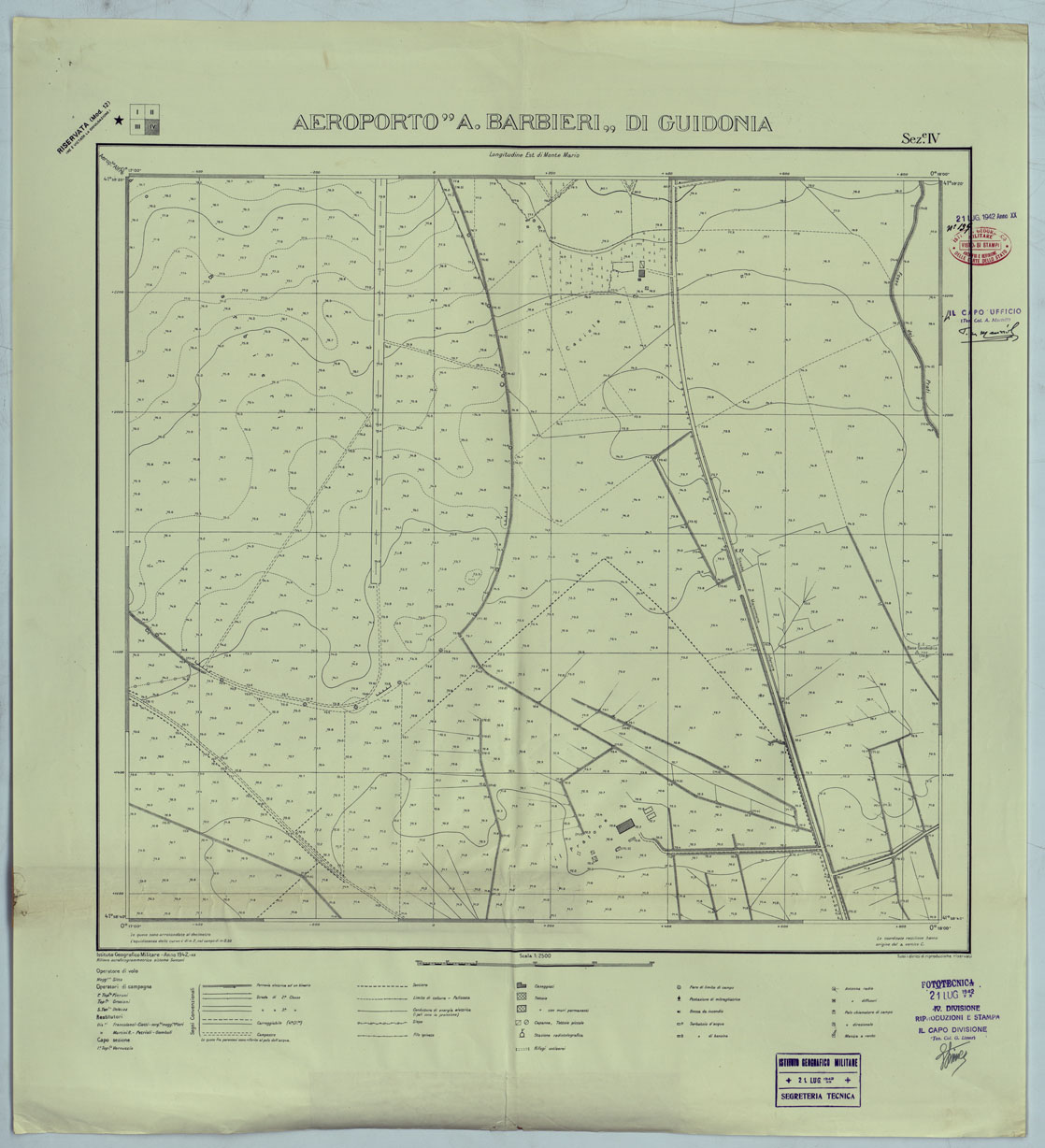 (N:25519) AEREOPORTO A. BARBIERI DI GUIDONIA - SEZIONE IV COPIA. (CA008681) Carte e stampe antiche: riproduzione a colori su carta (formato A1)