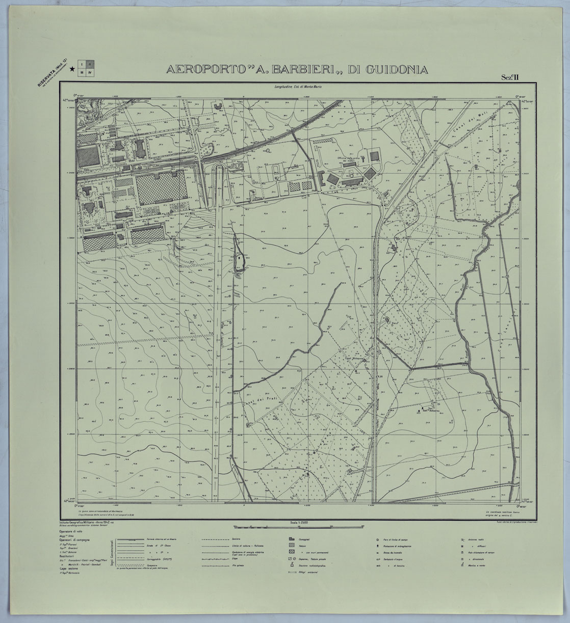 (N:25521) AEREOPORTO A. BARBIERI DI GUIDONIA - SEZIONE II COPIA. (CA008683) Carte e stampe antiche: riproduzione a colori su carta (formato A1)