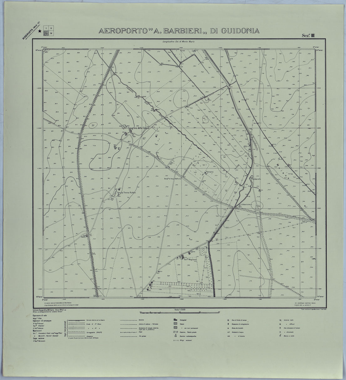 (N:25522) AEREOPORTO A. BARBIERI DI GUIDONIA - SEZIONE III COPIA. (CA008684) Carte e stampe antiche: riproduzione a colori su carta (formato A1)