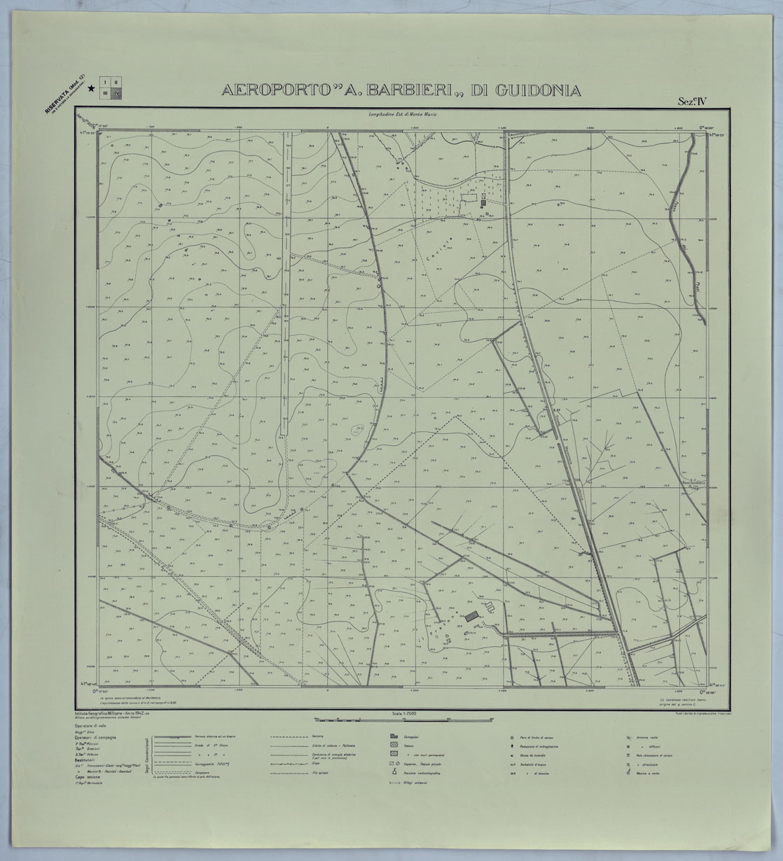 (N:25523) AEREOPORTO A. BARBIERI DI GUIDONIA - SEZIONE IV COPIA. (CA008685) Carte e stampe antiche: riproduzione a colori su carta (formato A1)