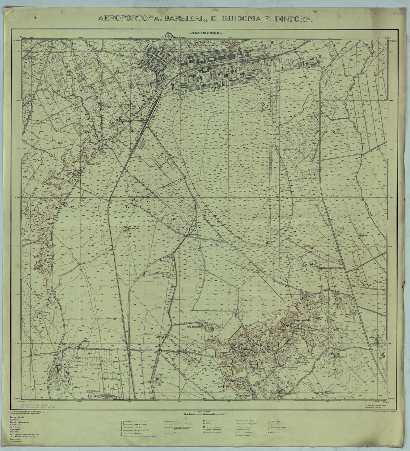 (N:25570) AEREOPORTO DI GUIDONIA CARTA STAMPATA. (CA008732) Carte e stampe antiche: riproduzione a colori su carta (formato A1)