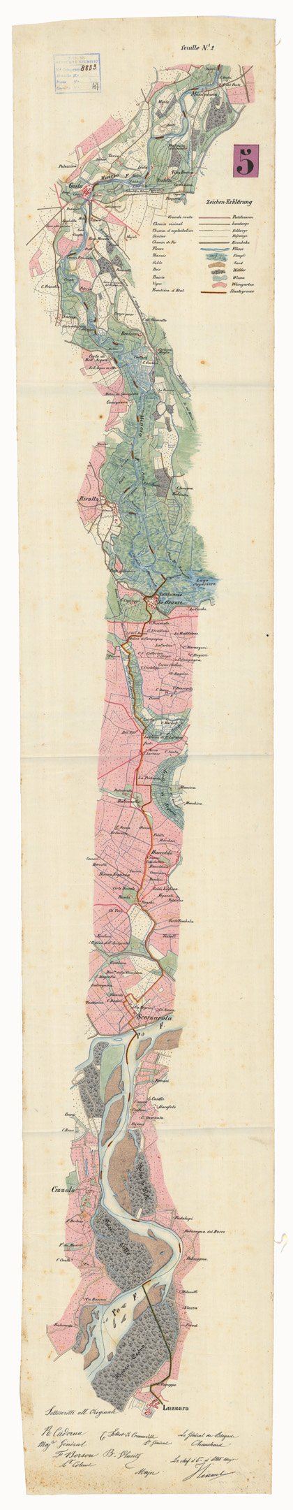 (N:33049) CARTE TOPOGRAFIQUE INDICANT LA LIGNE FRONTERE ENTRE LES PROVINCES ITALIENNES DE L'AULTRICHE ET LA SARDAIGNE CONFORMEMENT AUX TRAITES DE ZURICH DU 10 NOVEMBRE 1859 - Foglio 3 (CA008793) Carte e stampe antiche: riproduzione a colori su carta (formato A1)