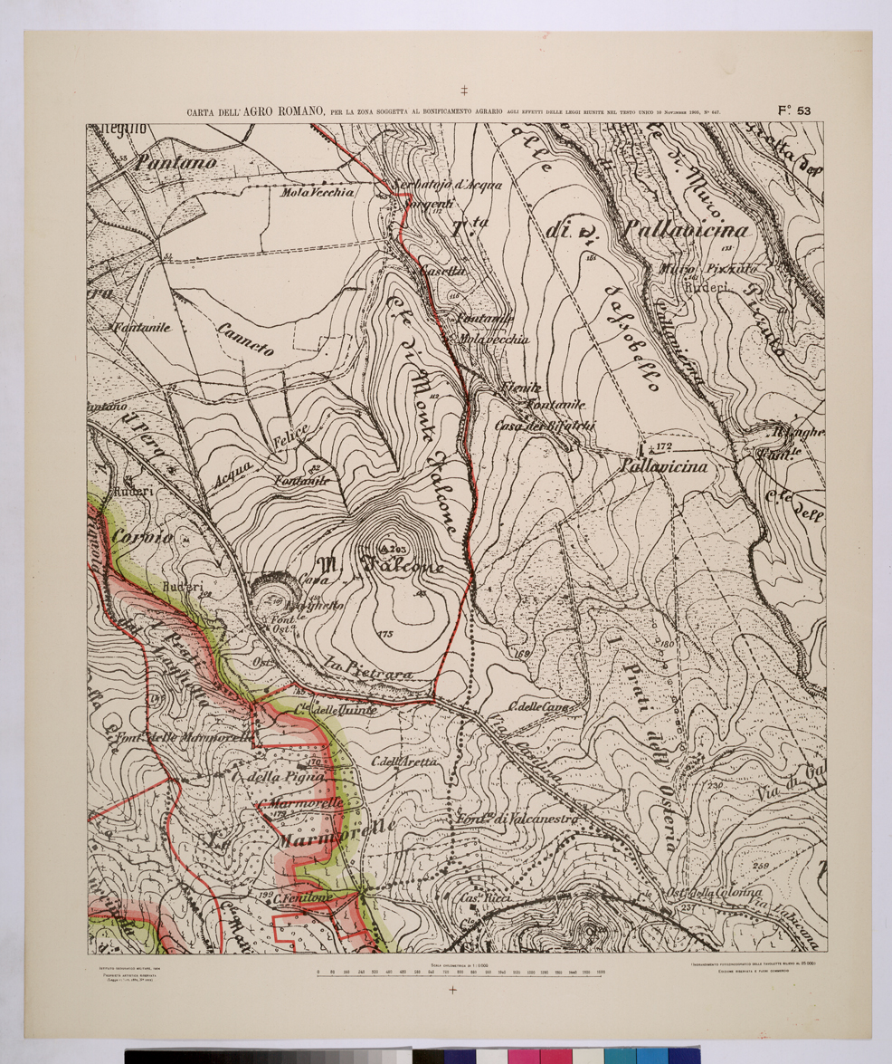 (N:25683) 60x70CARTA DELL'AGRO ROMANO NEL RAPPORTO DI 1:8.000 PER LA ZONA SOGGETTA AL BONIFICAMENTO AGRARIO AGLI EFFETTI DELLE LEGGI RIUNITE IN TESTO UNICO CON R.D. 10 NOVEMBRE 1905 N647 - FOGLIO 53. (CA008882) Carte e stampe antiche: riproduzione a colori su carta (formato A1)