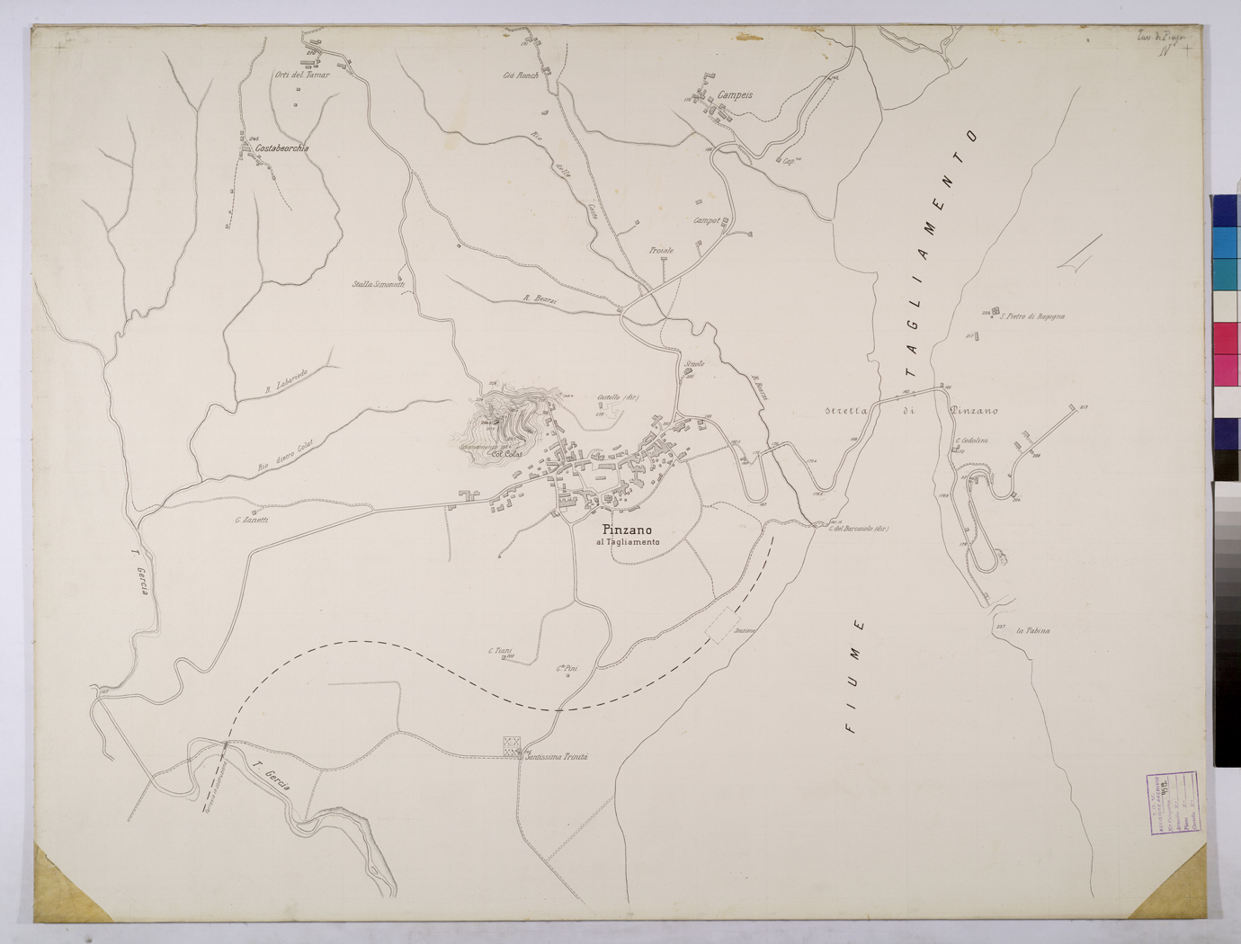 (N:25723) TERRENI ALLEDIPENDENZE DI PINZANO AL TAGLIAMENTO. (CA008922) Carte e stampe antiche: riproduzione a colori su carta (formato A1)