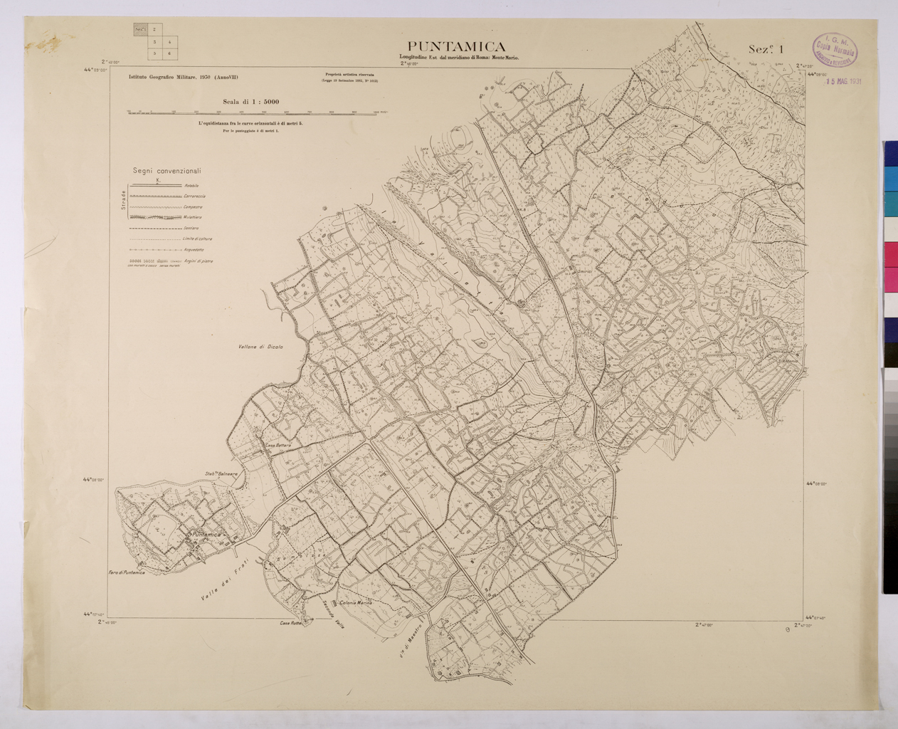 (N:25734) PUNTAMICA - SEZIONE I (CA008934) Carte e stampe antiche: riproduzione a colori su carta (formato A1)
