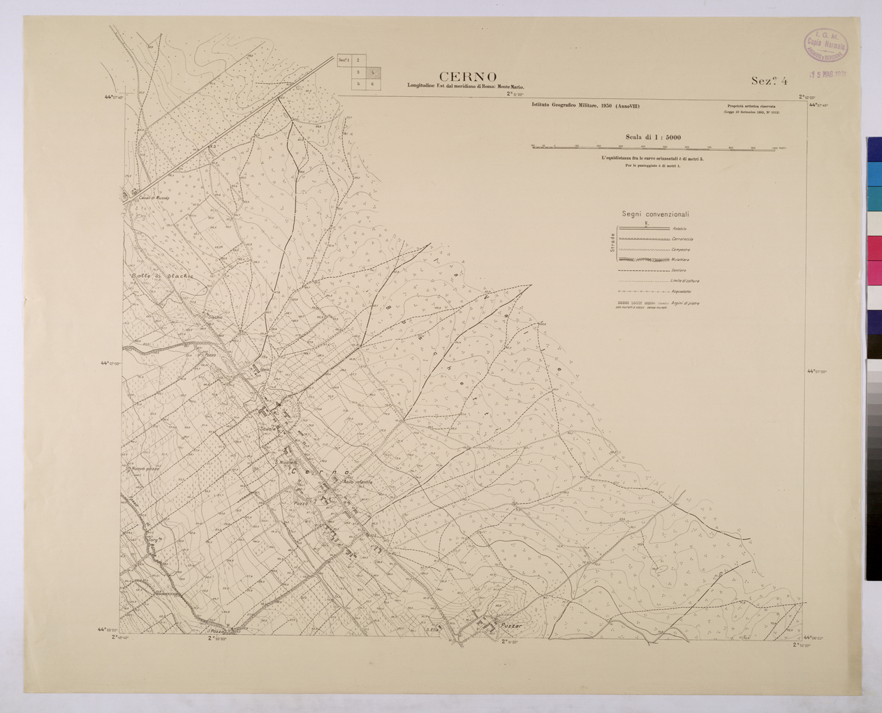 (N:25737) CERNO - SEZIONE 4. (CA008937) Carte e stampe antiche: riproduzione a colori su carta (formato A1)