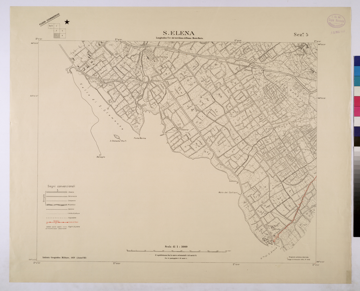 (N:25739) S. ELENA - SEZIONE 5. (CA008938) Carte e stampe antiche: riproduzione a colori su carta (formato A1)