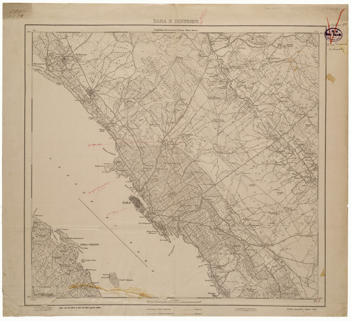 (N:25747) ZARA E DINTORNI (CA008946) Carte e stampe antiche: riproduzione a colori su carta (formato A1)
