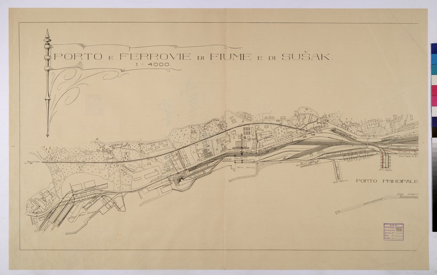 (N:25749) PORTO E FERROVIA DI FIUME E DI SUSAK - FOGLIO 1 (CA008948) Carte e stampe antiche: riproduzione a colori su carta (formato A1)