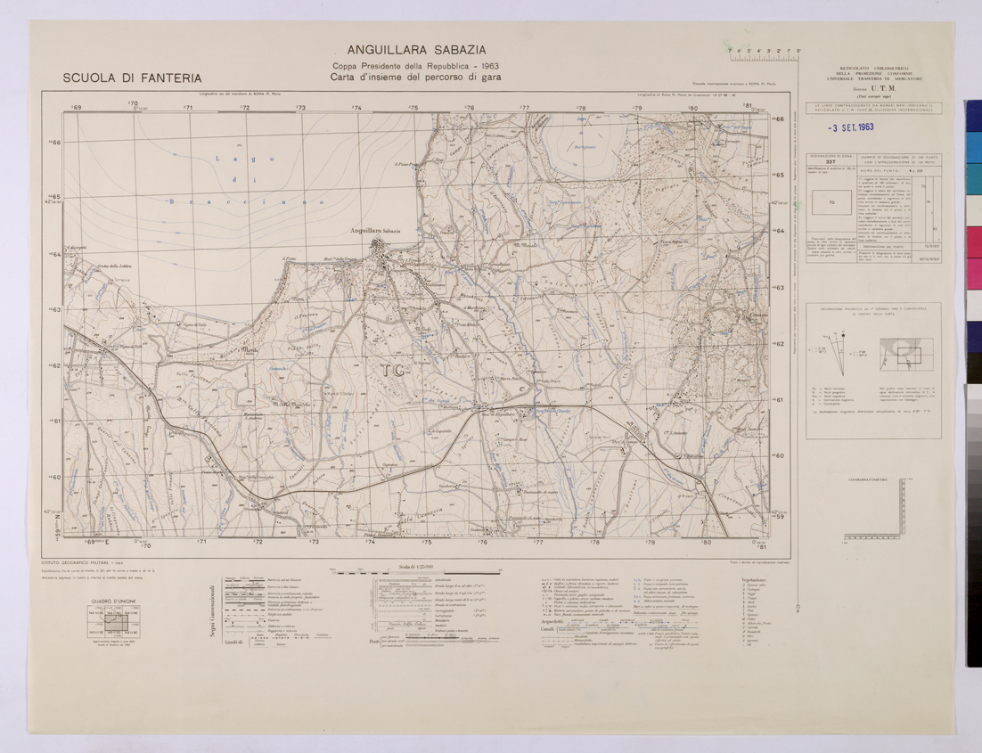 (N:25753) SCUOLA DI FANTERIA DELLA ANGUILLARA SABAZIA COPPA PRESIDENTE DELLA REPUBBLICA 1963 CARTA D'INSIEME DEL PERCORSO DI GARA. (CA008952) Carte e stampe antiche: riproduzione a colori su carta (formato A1)