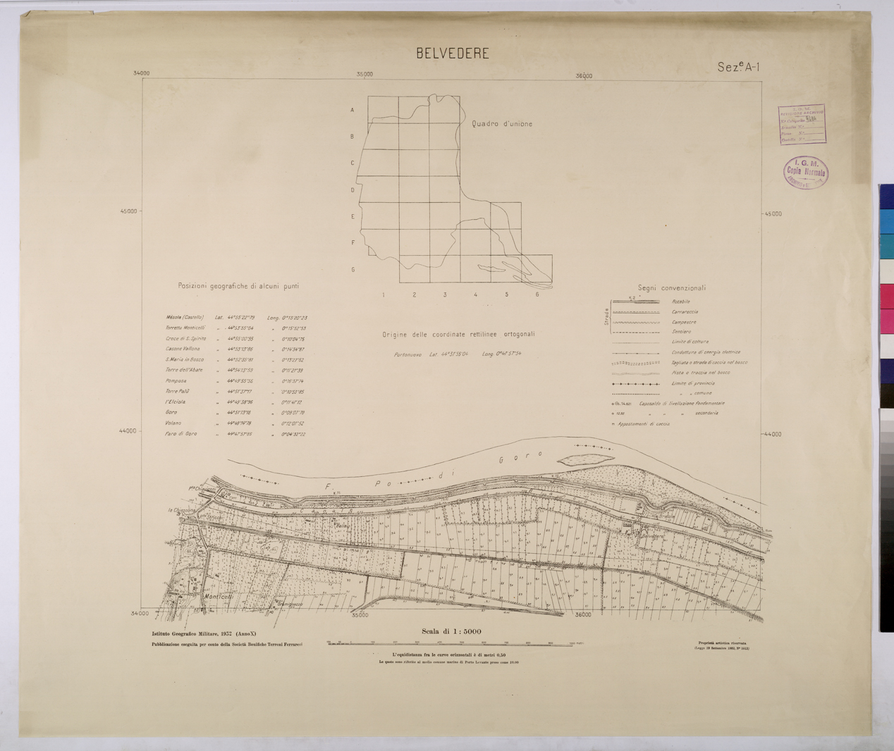 (N:25798) BELVEDERE - SEZIONE A-1. (CA008997) Carte e stampe antiche: riproduzione a colori su carta (formato A1)