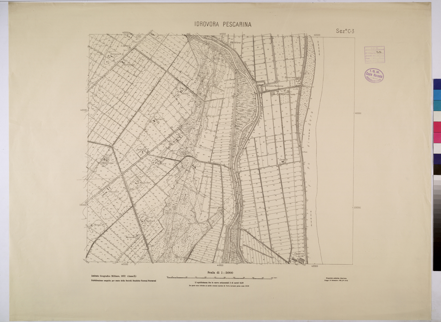 (N:25806) IDROVORA PESCARINA - SEZIONE C-3. (CA009005) Carte e stampe antiche: riproduzione a colori su carta (formato A1)