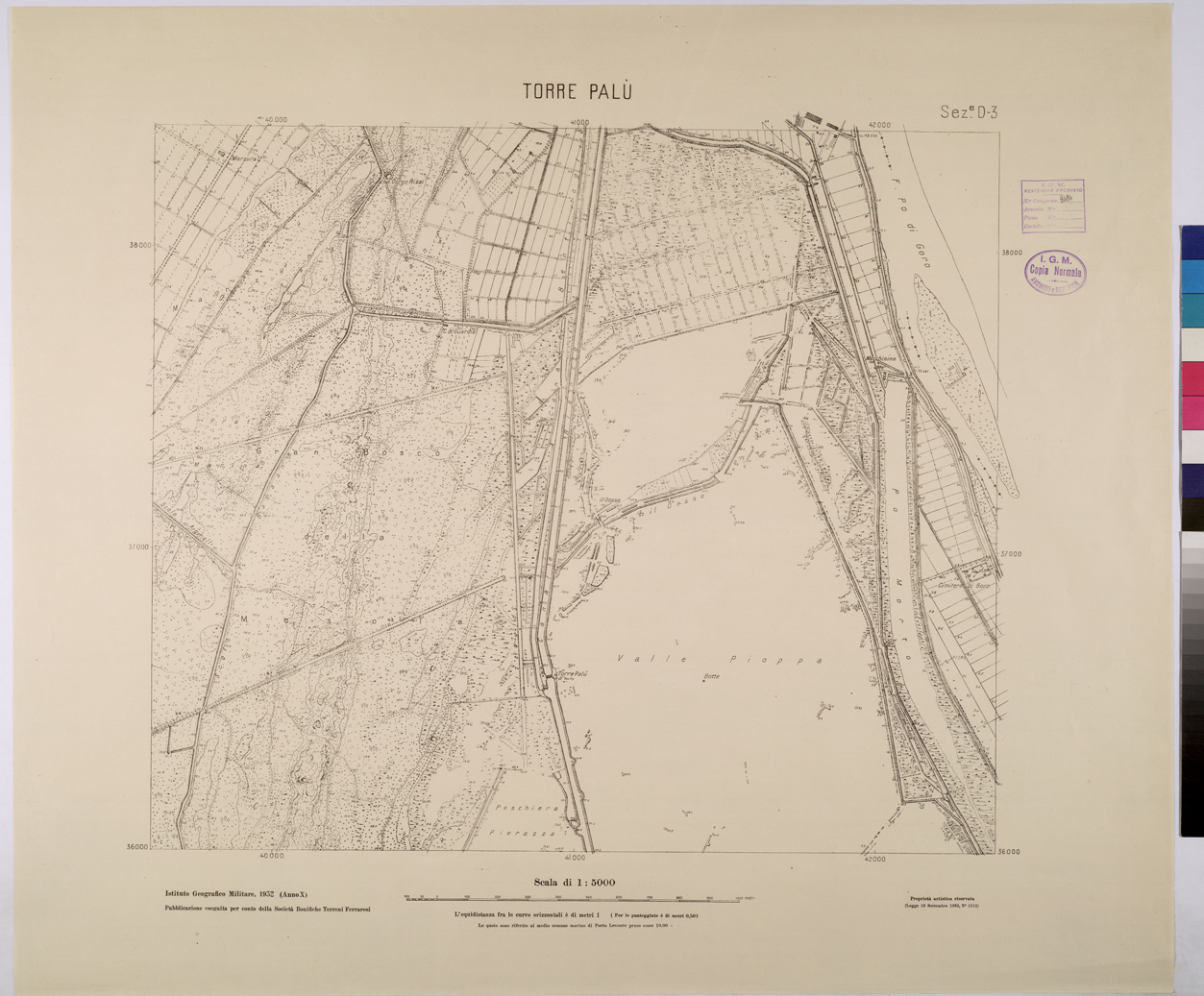 (N:25809) TORRE PALU' - SEZIONE D3. (CA009008) Carte e stampe antiche: riproduzione a colori su carta (formato A1)