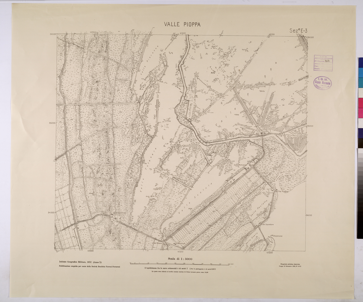 (N:25812) VALLE PIOPPA - SEZIONE E3. (CA009011) Carte e stampe antiche: riproduzione a colori su carta (formato A1)