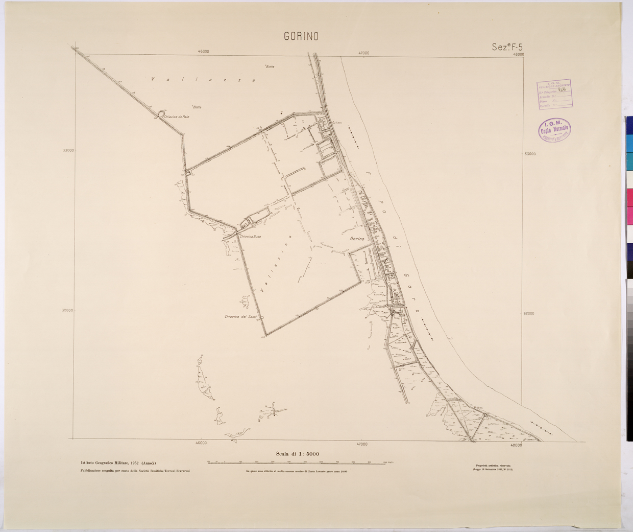 (N:25818) GORINO - SEZIONE F5. (CA009017) Carte e stampe antiche: riproduzione a colori su carta (formato A1)