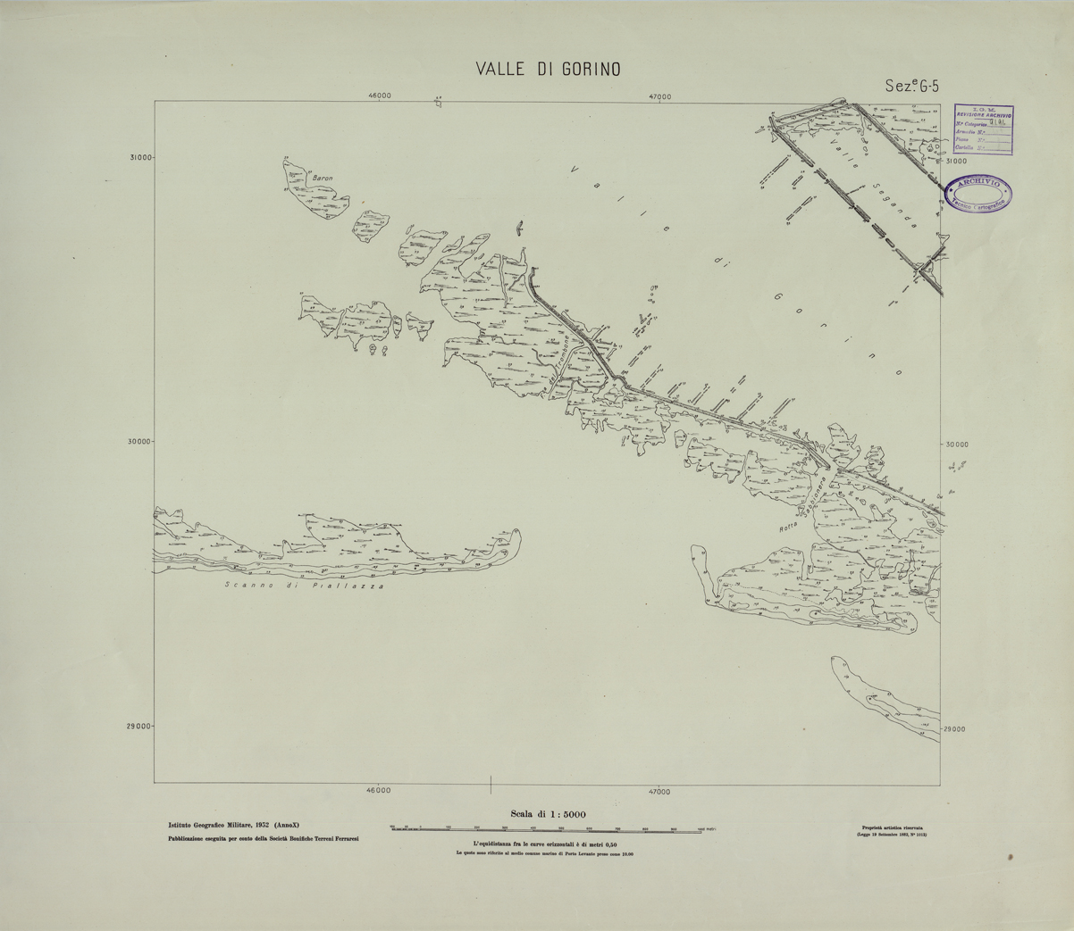 (N:25822) VALLE DI GORINO - SEZIONE G5. (CA009021) Carte e stampe antiche: riproduzione a colori su carta (formato A1)