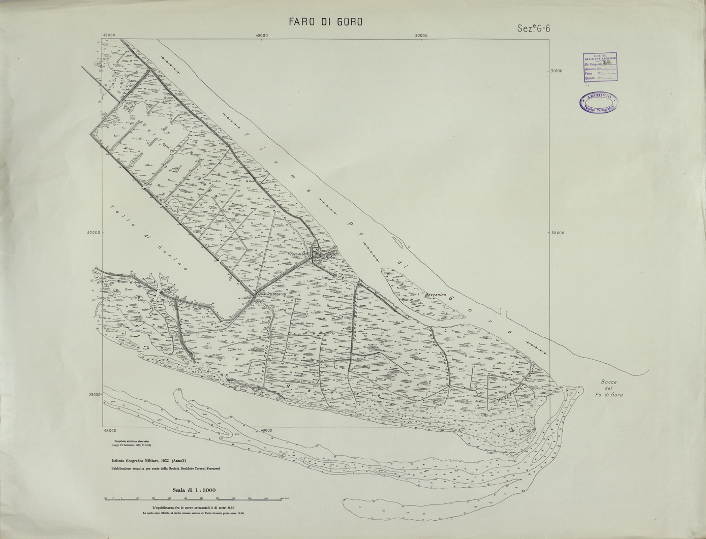 (N:25823) FARO DI GORO - SEZIONE G6. (CA009022) Carte e stampe antiche: riproduzione a colori su carta (formato A1)