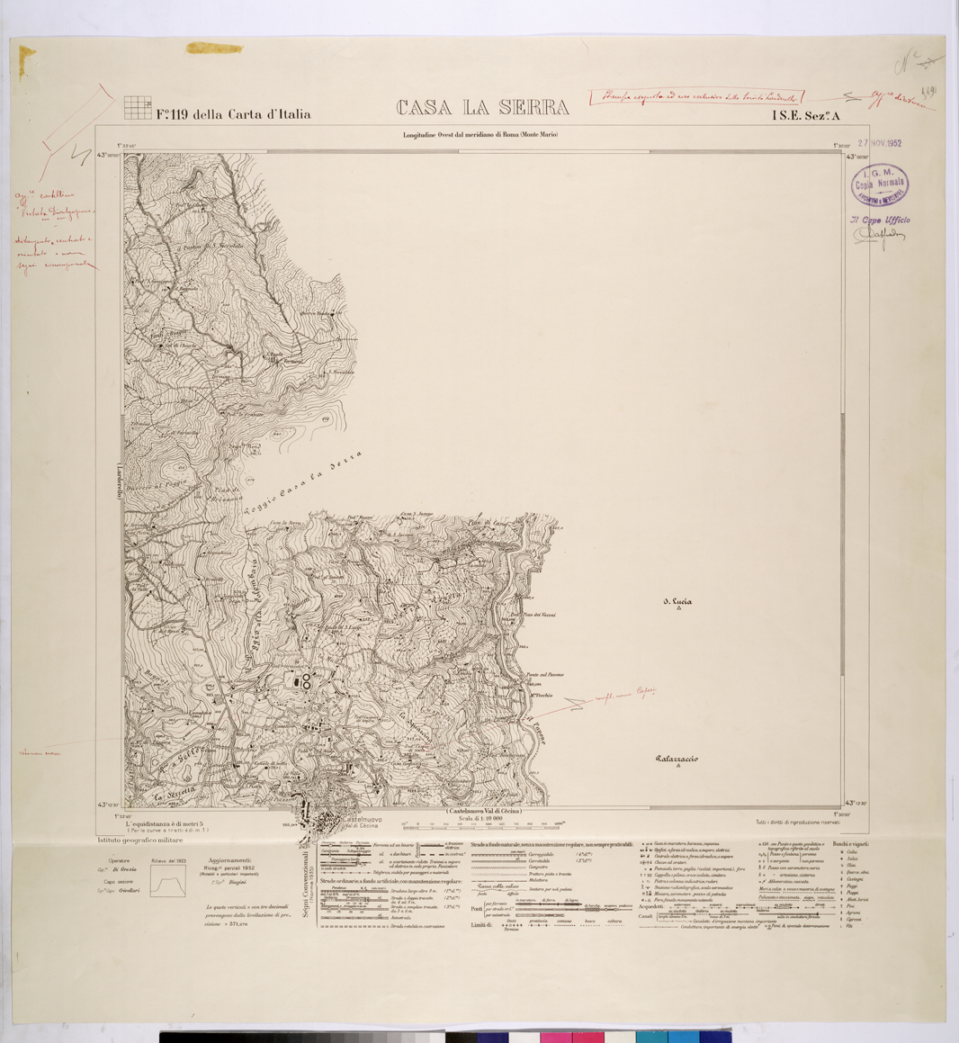 (N:25826) CASA LA SERRA - F.119 I S.E. SEZIONE A. (CA009025) Carte e stampe antiche: riproduzione a colori su carta (formato A1)