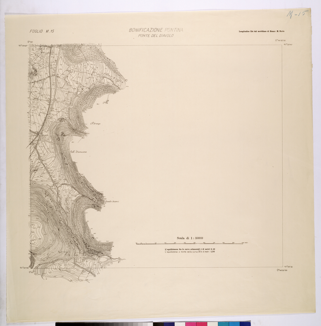 (N:25882) CONSORZI DI BONIFICA DI PISCINARA E BONIFICAZIONE PONTINA - F.M15 PONTE DEL DIAVOLO. (CA009081) Carte e stampe antiche: riproduzione a colori su carta (formato A1)