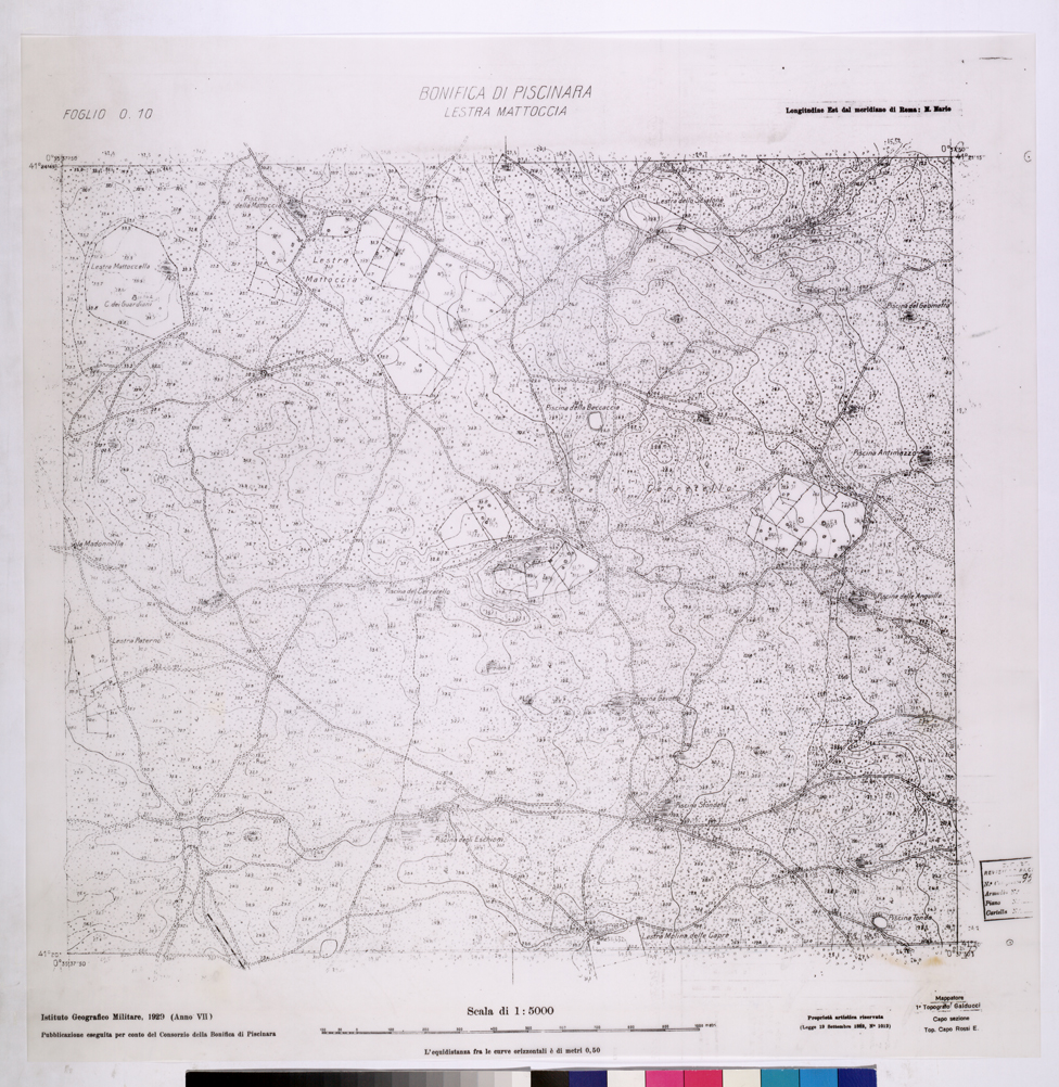(N:25980) CONSORZI DI BONIFICA DI PISCINARA E BONIFICAZIONE PONTINA - F.010 LESTRA MATOCCIA. (CA009179) Carte e stampe antiche: riproduzione a colori su carta (formato A1)