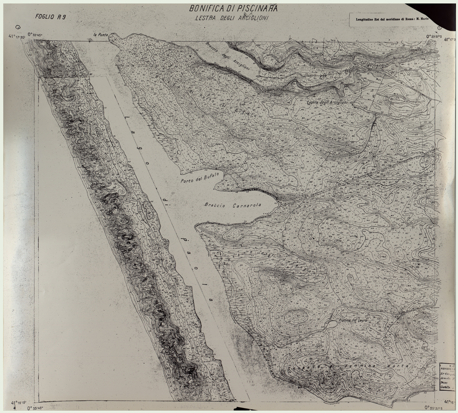 (N:25989) CONSORZI DI BONIFICA DI PISCINARA E BONIFICAZIONE PONTINA - F.R9 LESTRA DEGLI ARCIGLIONI. (CA009188) Carte e stampe antiche: riproduzione a colori su carta (formato A1)