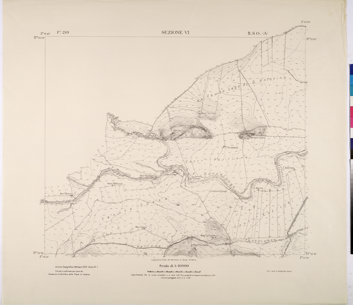 (N:26004) CATANIA - F.269 SEZIONE VI II.S.O."A" (CA009204) Carte e stampe antiche: riproduzione a colori su carta (formato A1)