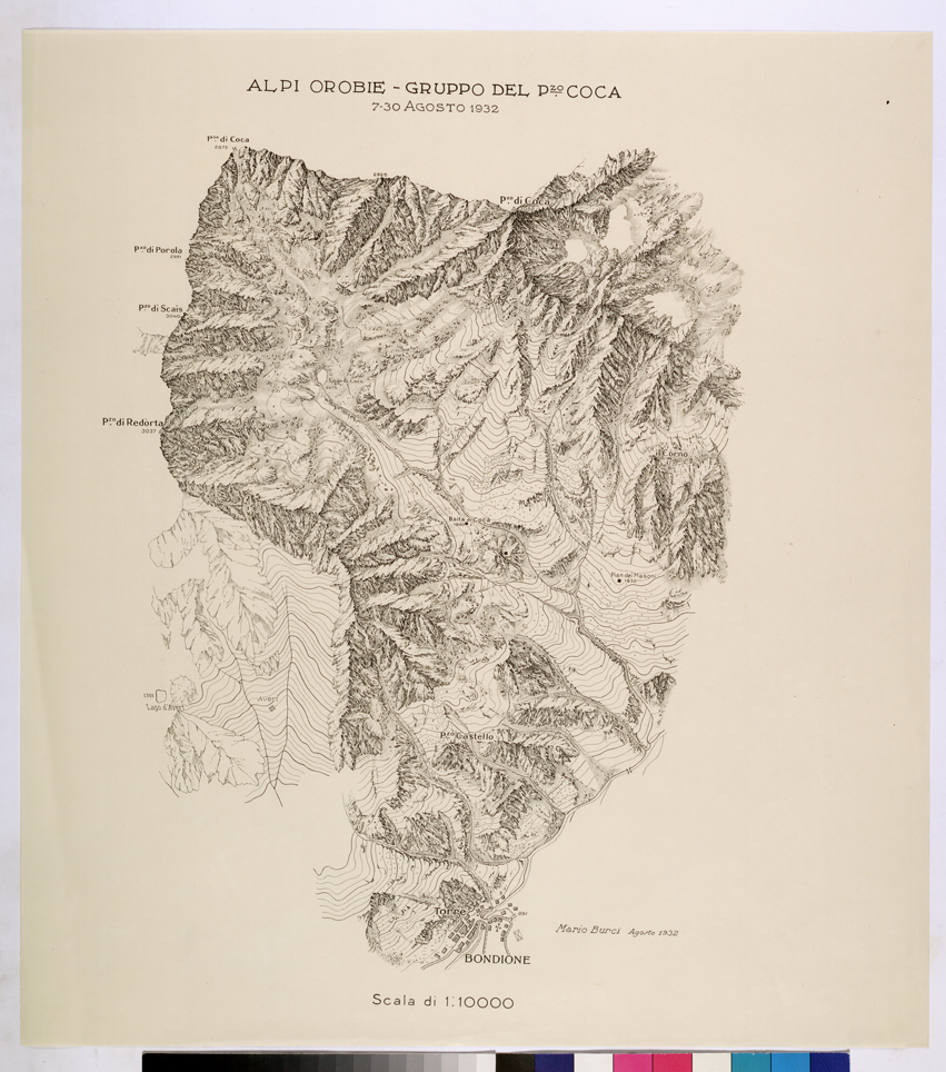(N:26027) ALPI OROBIE GRUPPO P.ZO COCA. (CA009228) Carte e stampe antiche: riproduzione a colori su carta (formato A1)