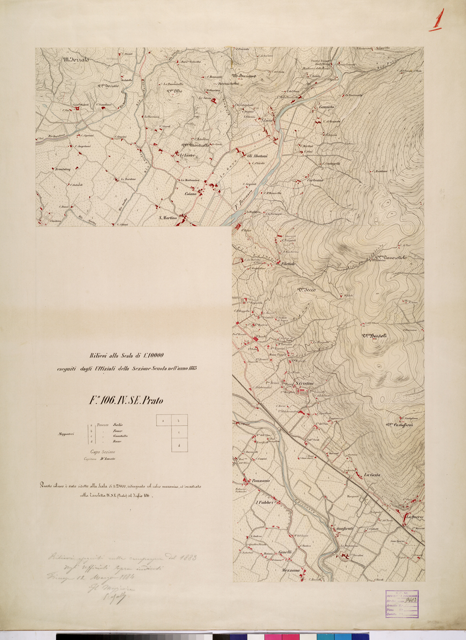 (N:26034) RILIEVO ALLA SCALA DI 1:10.000 ESEGUITO DAGLI UFFICILI DEL 2 REPARTO DELLA SEZIONE SCUOLA - FOGLIO 1. (CA009235) Carte e stampe antiche: riproduzione a colori su carta (formato A1)