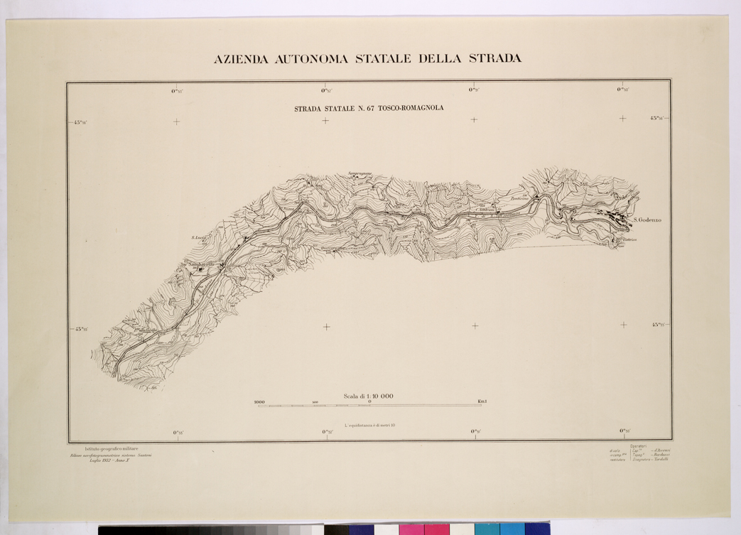(N:26045) RETE DELLE STRADE STATALI DEL COMPARTIMENTO DELLA TOSCANA. (CA009246) Carte e stampe antiche: riproduzione a colori su carta (formato A1)