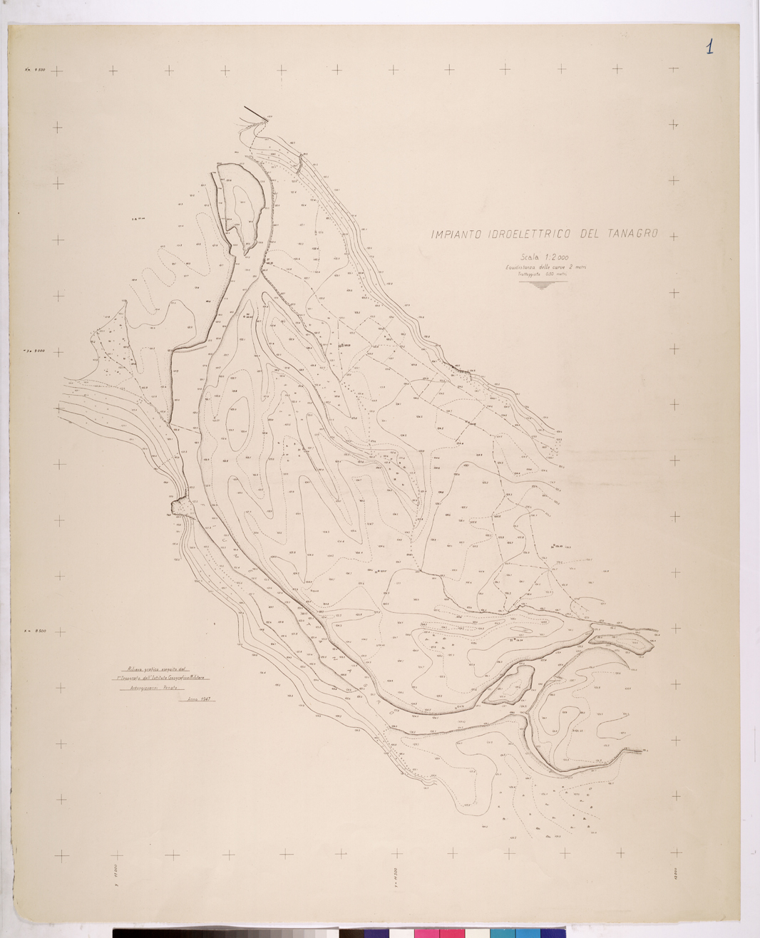 (N:26050) IMPIANTO IDROELETTRICO DEL TANAGRO (CA009252) Carte e stampe antiche: riproduzione a colori su carta (formato A1)
