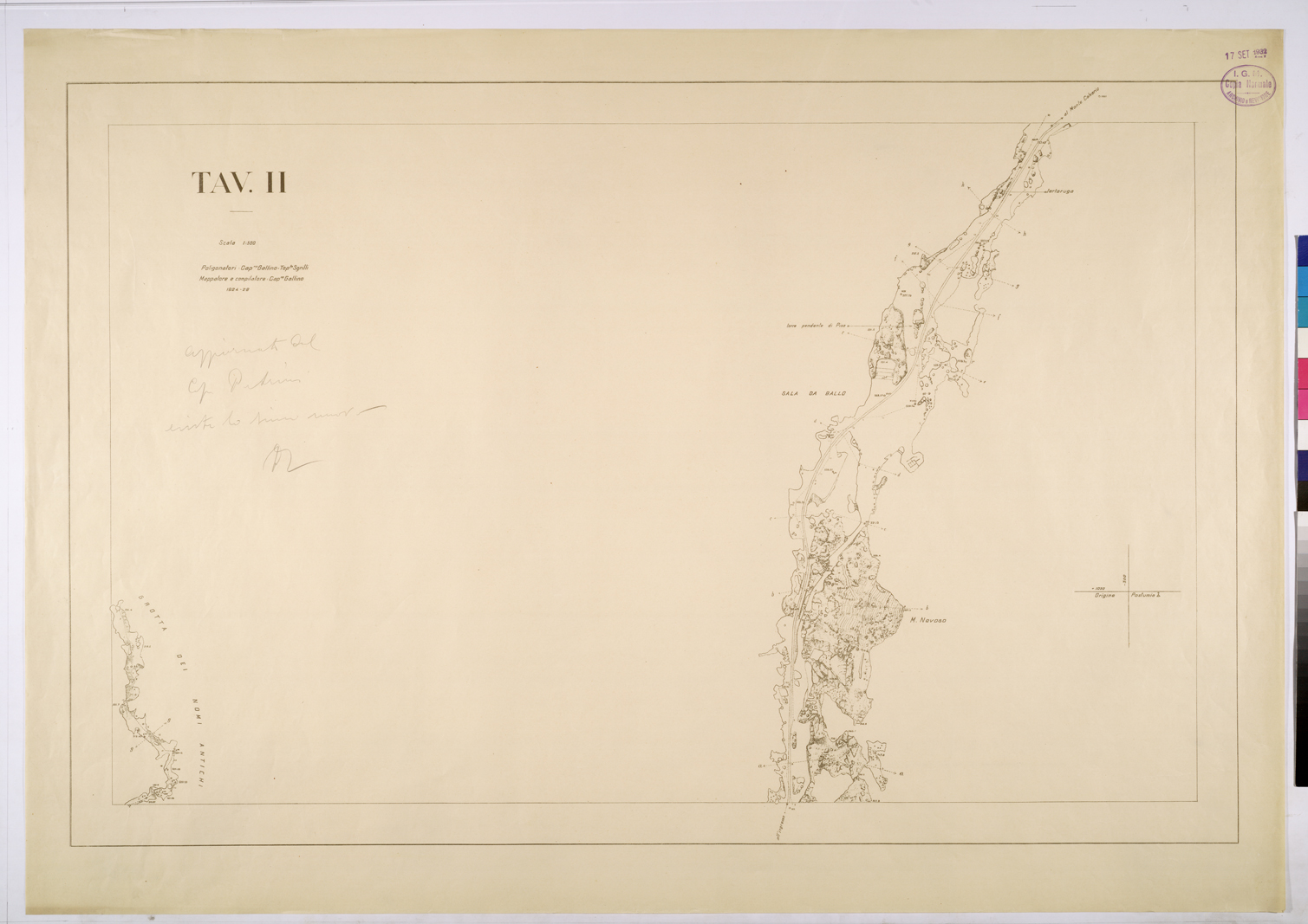 (N:26067) PLANIMETRIA DELLE RR. GROTTE DI POSTUMIA - TAVOLA II. (CA009271) Carte e stampe antiche: riproduzione a colori su carta (formato A1)