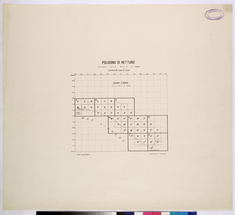 (N:26090) POLIGONO DI NETTUNO - QUADRO D'UNIONE. (CA009298) Carte e stampe antiche: riproduzione a colori su carta (formato A1)