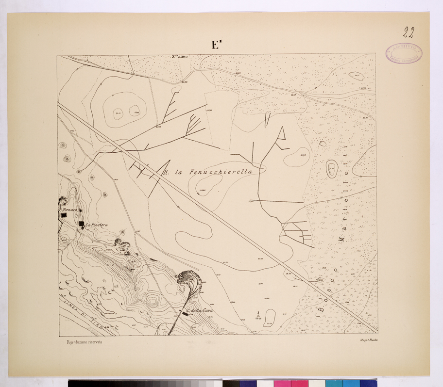 (N:26329) POLIGONO DI NETTUNO - FOGLIO E1. (CA009329) Carte e stampe antiche: riproduzione a colori su carta (formato A1)
