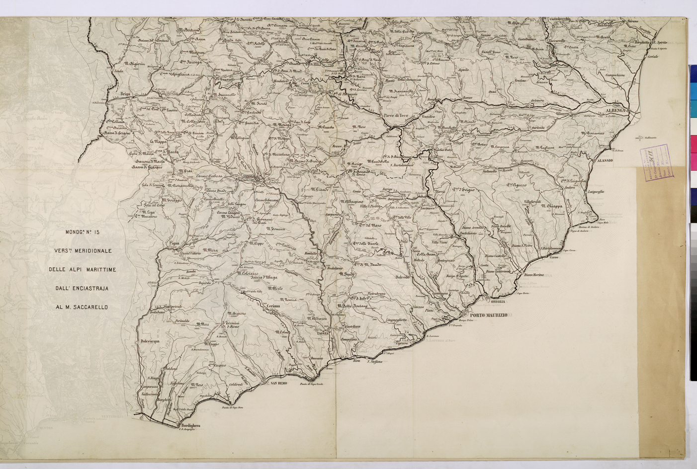 (N:26178) CARTA PER LA MONOGRAFIA DELLE ALPI MARITTIME - FOGLIO 2 (CA009387) Carte e stampe antiche: riproduzione a colori su carta (formato A1)