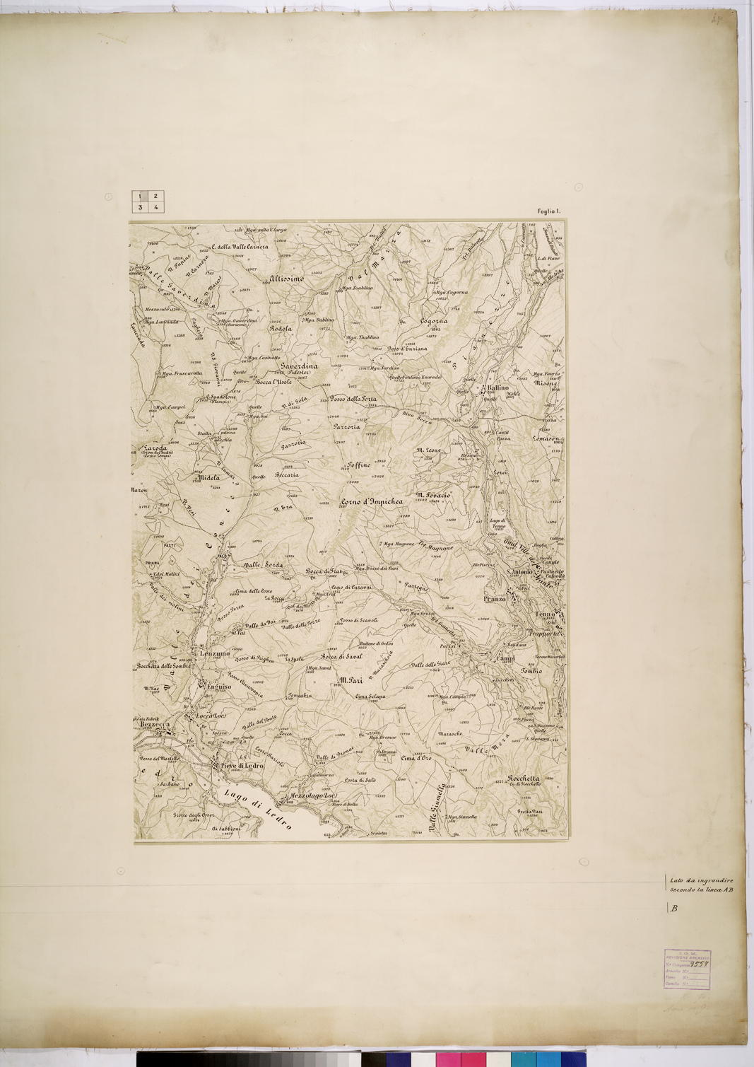(N:26181) CARTA DEI DINTORNI DEL CAMPO TRINCERATO DI RIVA - FOGLIO 1. (CA009391) Carte e stampe antiche: riproduzione a colori su carta (formato A1)