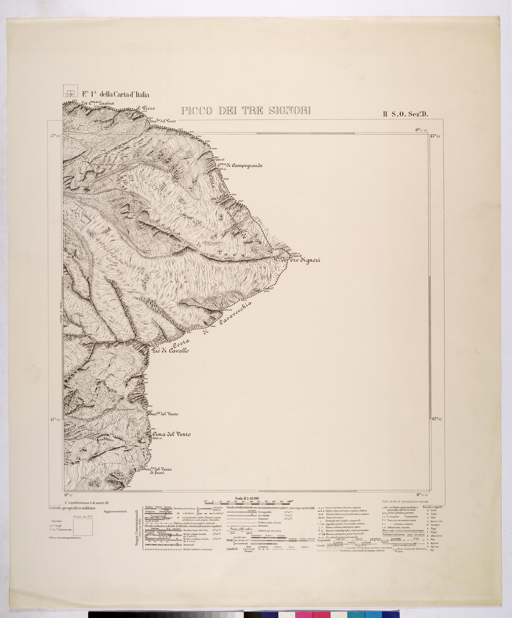 (N:26185) PICCO DEI TRE SIGNORI - FOGLIO 1A II S.O. SEZIONE D. (CA009395) Carte e stampe antiche: riproduzione a colori su carta (formato A1)