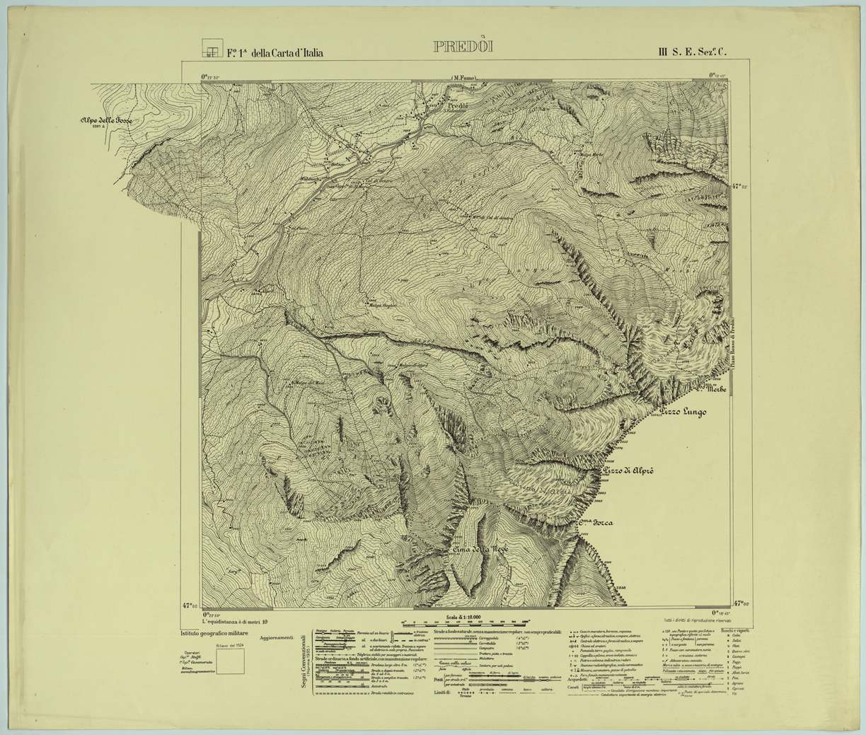 (N:26188) PREDOI - FOGLIO 1A III S.E. SEZIONE C. (CA009398) Carte e stampe antiche: riproduzione a colori su carta (formato A1)