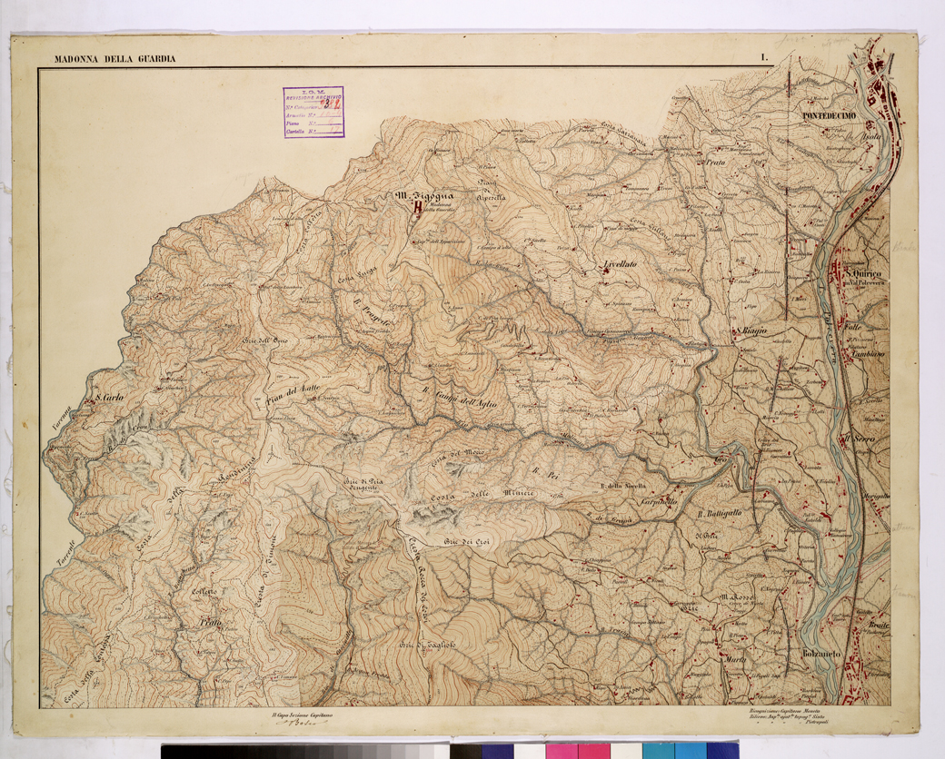 (N:26204) CARTA DEI DINTORNI DI GENOVA - FOGLIO 1. (CA009418) Carte e stampe antiche: riproduzione a colori su carta (formato A1)