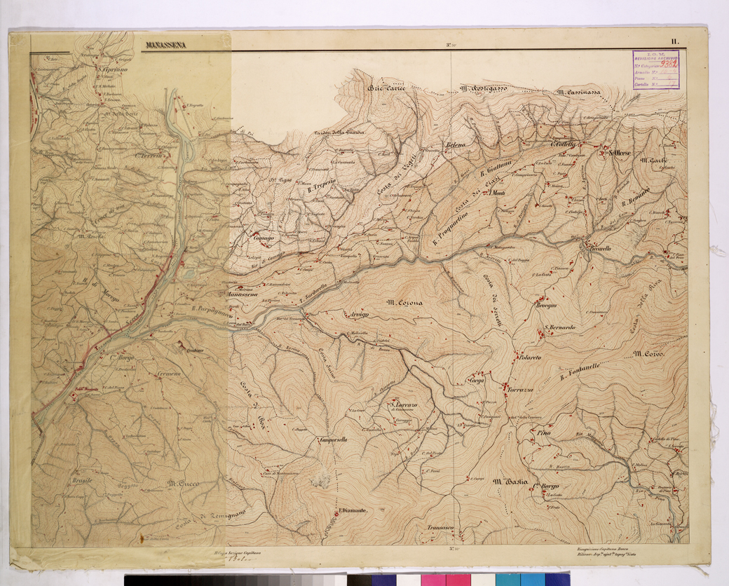 (N:26205) CARTA DEI DINTORNI DI GENOVA - FOGLIO II. (CA009419) Carte e stampe antiche: riproduzione a colori su carta (formato A1)