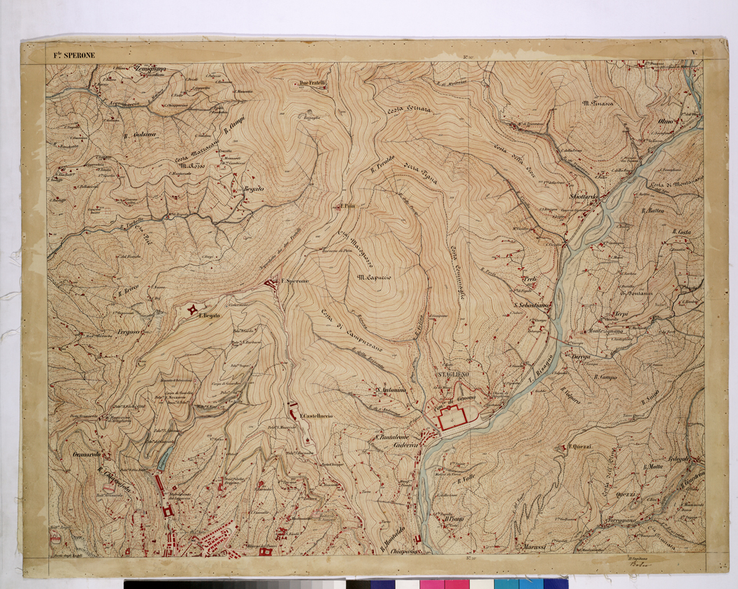(N:26208) CARTA DEI DINTORNI DI GENOVA - FOGLIO V. (CA009422) Carte e stampe antiche: riproduzione a colori su carta (formato A1)