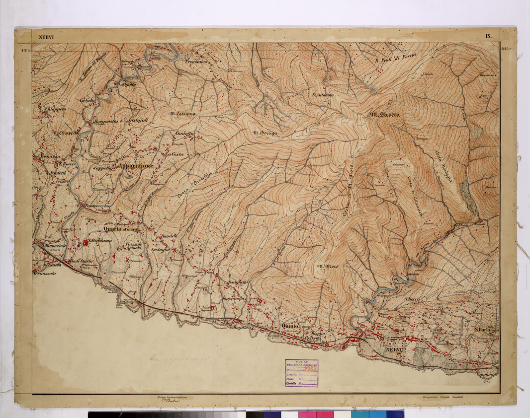 (N:26212) CARTA DEI DINTORNI DI GENOVA - FOGLIO IX. (CA009426) Carte e stampe antiche: riproduzione a colori su carta (formato A1)
