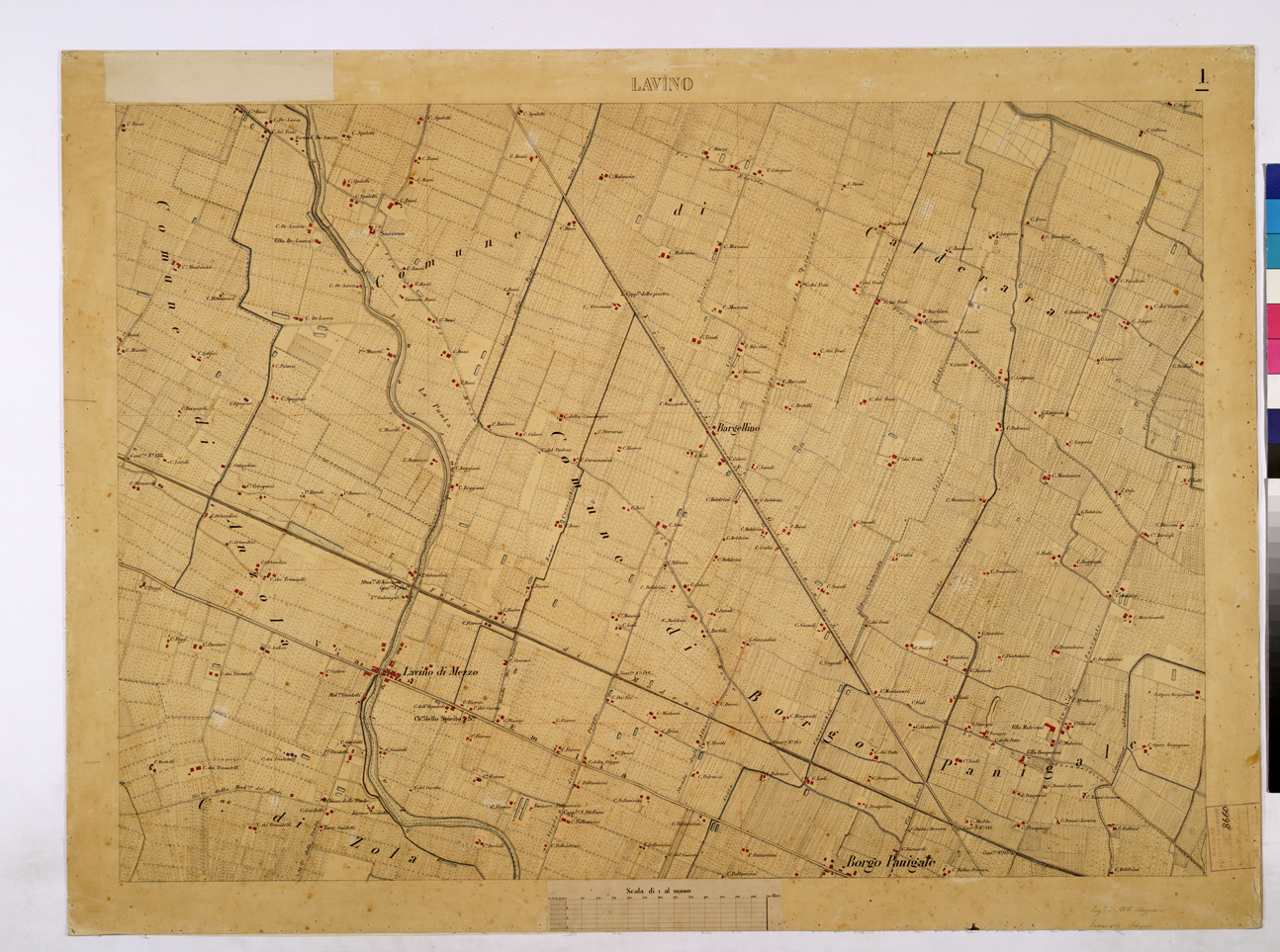 (N:26213) BOLOGNA E DINTORNI - LAVINO FOGLIO 1. (CA009427) Carte e stampe antiche: riproduzione a colori su carta (formato A1)