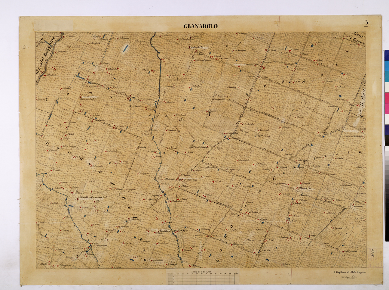 (N:26215) BOLOGNA E DINTORNI - GRANAROLO FOGLIO 3. (CA009429) Carte e stampe antiche: riproduzione a colori su carta (formato A1)